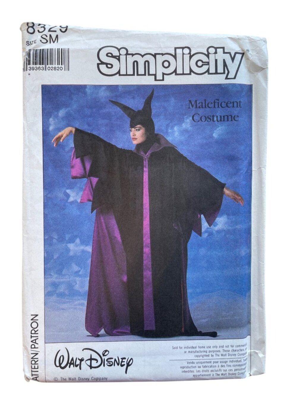 Vintage 80s Simplicity 8329 Sewing Pattern Small Disney Maleficent Costume UNCUT